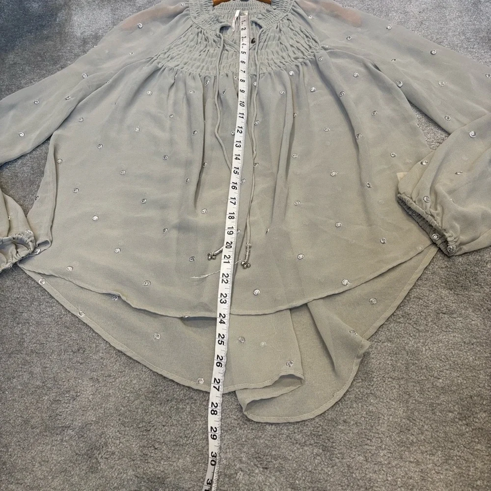 Free People Ready to Run Blouse Small‎ sheer flowy